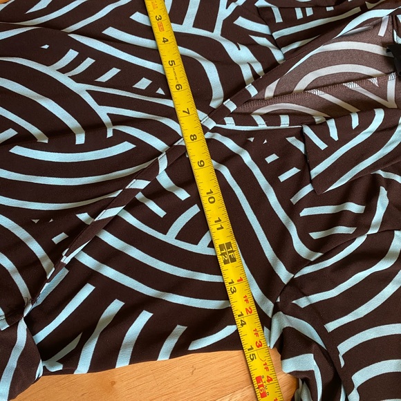 BCX brown & mint green geometric pattern wrap dress - Picture 13 of 16